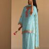 Graceful Blue Mul Chanderi Silk Embroidery Work Salwar Suit