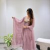Graceful Lavender Mul Chanderi Embroidery Work Salwar Suit