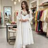Graceful White Mul Chanderi Embroidery Work Salwar Suit