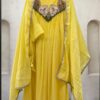 Graceful Yellow Mul Chanderi Embroidery Work Salwar Suit