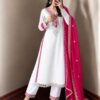 Magical White Chinon Silk Real Mirror Work Salwar Suit