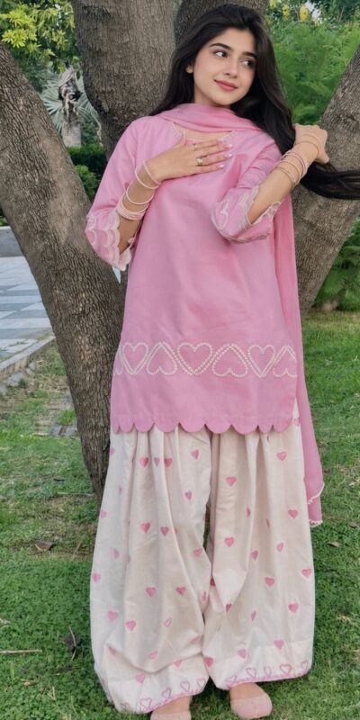 Nice Pink Roman Silk Multi Work Salwar Suit