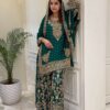 Perfect Teal Faux Georgette Sequences Work Salwar Suit