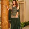 Pretty Green Faux Georgette Sequences Work Salwar Suit