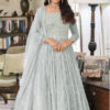 Pretty Grey Faux Georgette Sequence Work Salwar Suit