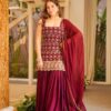 Pretty Maroon Faux Georgette Sequences Work Salwar Suit