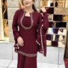 Pretty Maroon Georgette Hand Work Salwar Suit