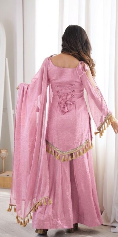 Pretty Pink Doremon Crush Mirror Work Salwar Suit