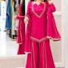 Pretty Pink Roman Glass Mirror Work Salwar Suit