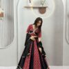 Shiny Black Pure Cotton Ajarak Print Work Lehenga Choli