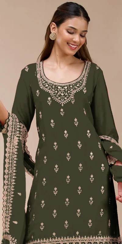 Super Black Blooming ⁠Georgette Sequins Work Salwar Suit