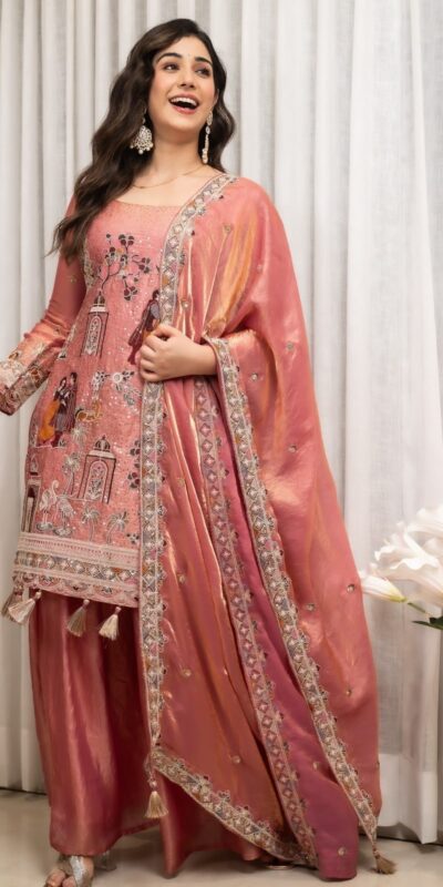 Super Pink Fendy Silk Sequence Work Salwar Suit