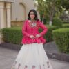 Super Pink Kora Cotton Kutchi Gamthi Work Lehenga Choli