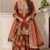 Super Rust Natural Silk Sequins Work Salwar Suit