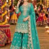 Super Sea Green Salsa Crash Sequins Work Salwar Suit