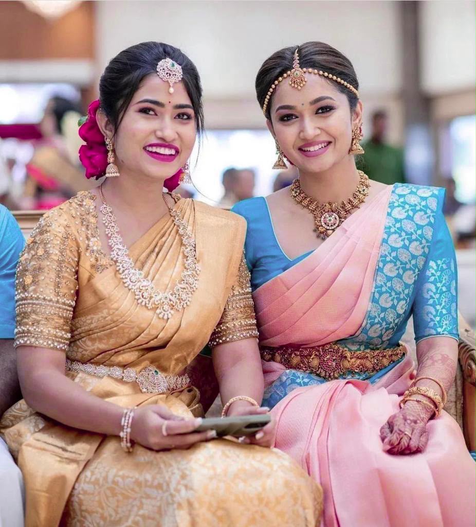 Traditional Peach Soft Lichi Silk Lace Work Saree
