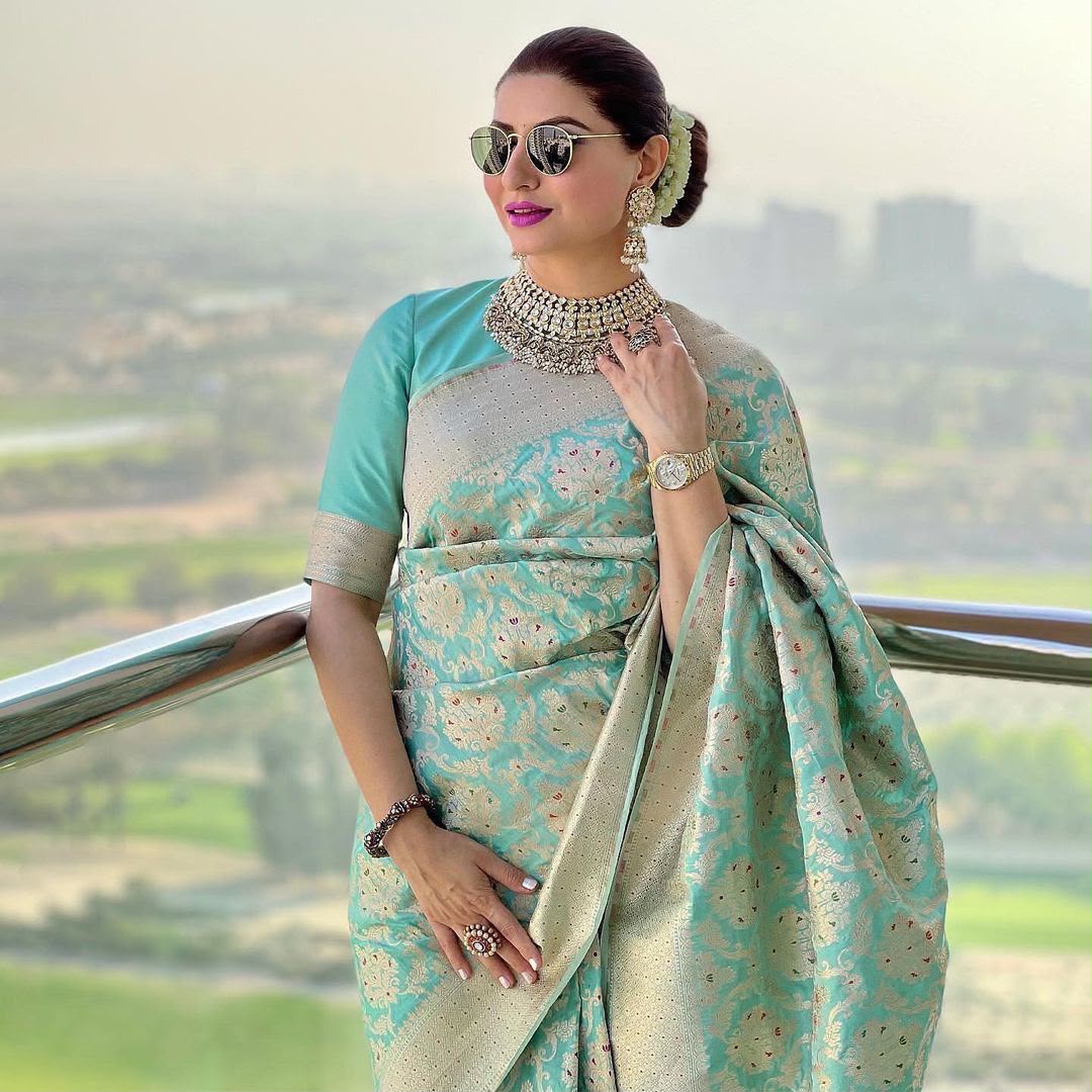 Traditional Sea Green Soft Lichi Silk Lace Work Saree