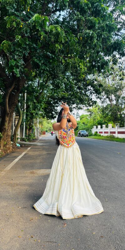Trendy White Rayon Embroider Work Lehenga Choli