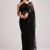 Unique Black Butterfly Net Embroidery Saree