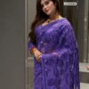 Unique Lavender Butterfly Net Sequence Work Saree