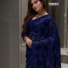 Unique Navy Blue Butterfly Net Sequence Work Saree