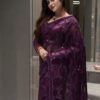 Unique Wine Butterfly Net Sequence Work Saree