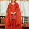 Glowing Rust Chinon Silk Sequence Work Salwar Suit
