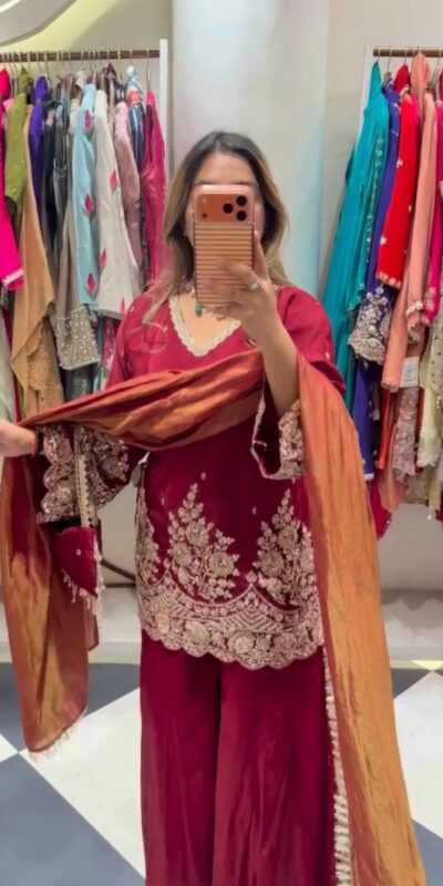 ZSR 3186 Maroon French Crep Silk Salwar Suit Perfect for Wedding, Party, Engagement, Baisakhi, Pongal – . Special Price ₹2249. Delivery 4-6 Working Days | Jump Suits, Salwar suit, Casual Suits, Creative suits, Designer Suits, Palazzo Suits, Party Wear Suits, Patiala Suits, Straight Suits