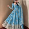 SRK 5372 Blue Fendy Silk Gown with Embroidery Work & Sequins Work. Special Price ₹2799. Delivery 4-6 Working Days. Shop now. | Gowns, Bollywood Gowns, Creative Gowns, Designer Gowns, Embroidered Gowns, Party Wear Gowns