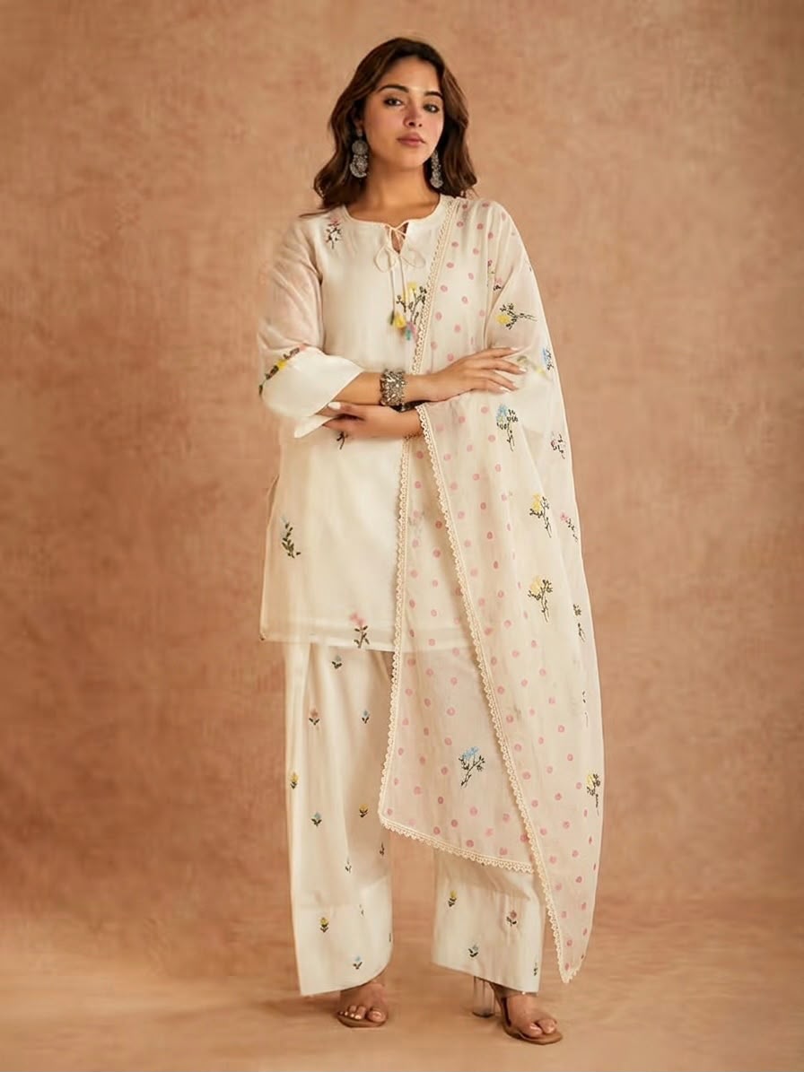 MF 513 in White Cotton Silk Digital Print & Embroidery Work Salwar Suit . Festive Deal ₹2149. Delivery 4-6 Working Days. Shop now. | Jump Suits, Salwar suit, Casual Suits, Creative suits, Designer Suits, Palazzo Suits, Party Wear Suits, Patiala Suits, Straight Suits