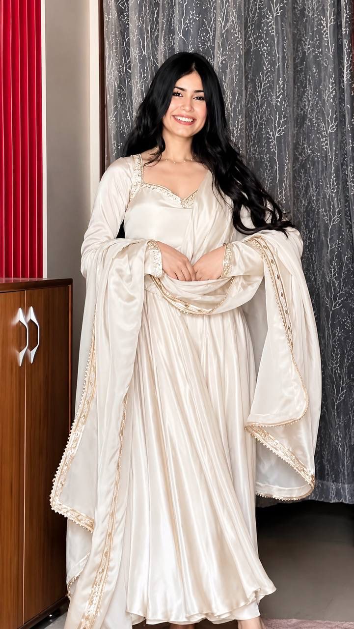 SSR 551 White Upada Silk Gown Perfect for Wedding, Party, Onam, Housewarming, Durga Puja –. Grab it for ₹2399. Delivery 4-6 Working Days. Shop now. | Gowns, Bollywood Gowns, Creative Gowns, Designer Gowns, Embroidered Gowns, Party Wear Gowns