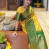 KPR 147 Yellow Soft Lichi Silk Saree with Lace Work & Lace Border. Introductory Price ₹1649. Delivery 4-6 Working Days. Shop now. | Sarees, Bollywood Sarees, Creative Sarees, Designer Sarees, Embroidered Sarees, Ethnic Saree, Modern Digital sarees, Party Wear Sarees