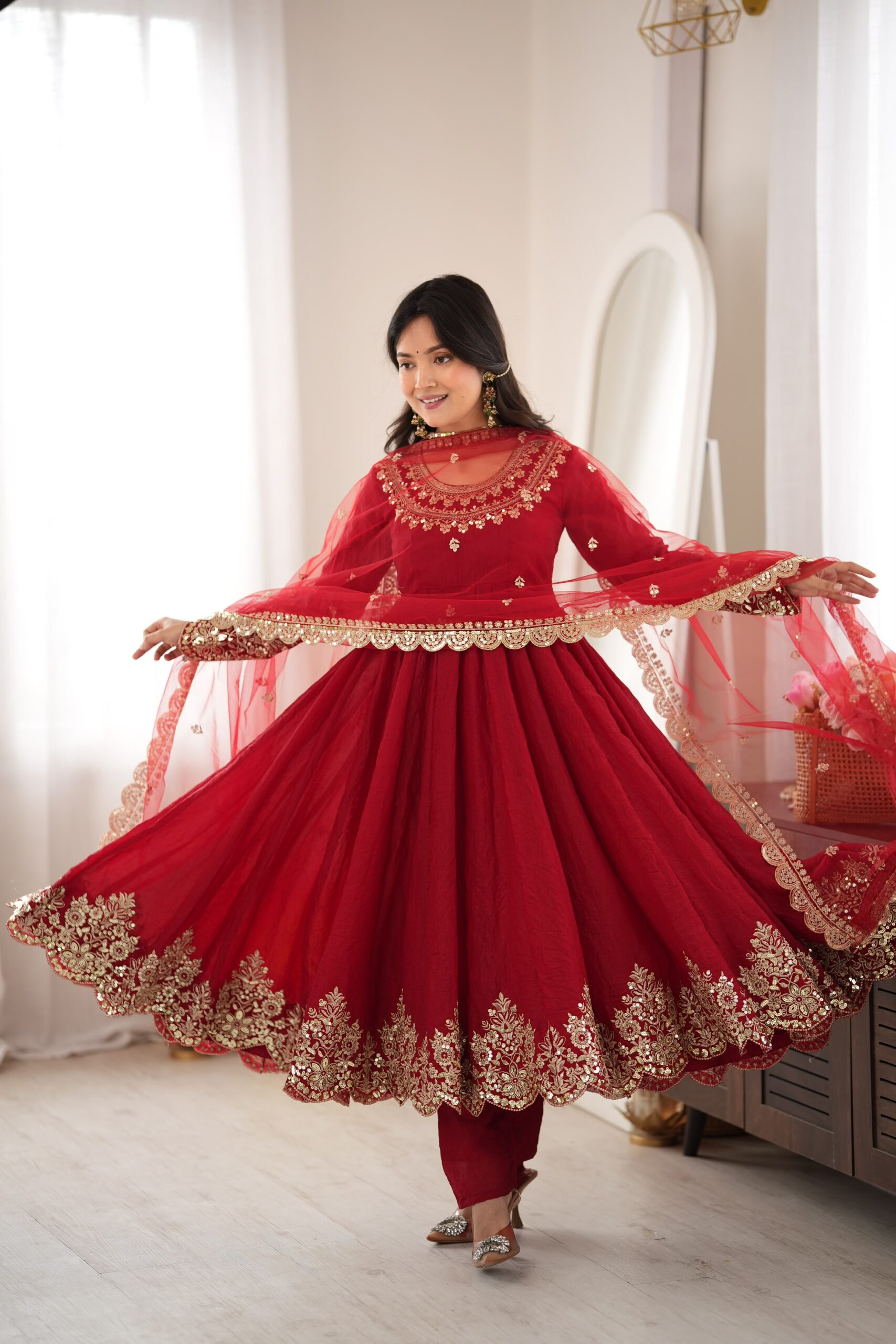 SR 1723 Maroon Doremon Crush Gown with Lace Work & Mirror Work. Exclusive Offer ₹2449. Delivery 4-6 Working Days. Shop now. | Gowns, Bollywood Gowns, Creative Gowns, Designer Gowns, Embroidered Gowns, Party Wear Gowns