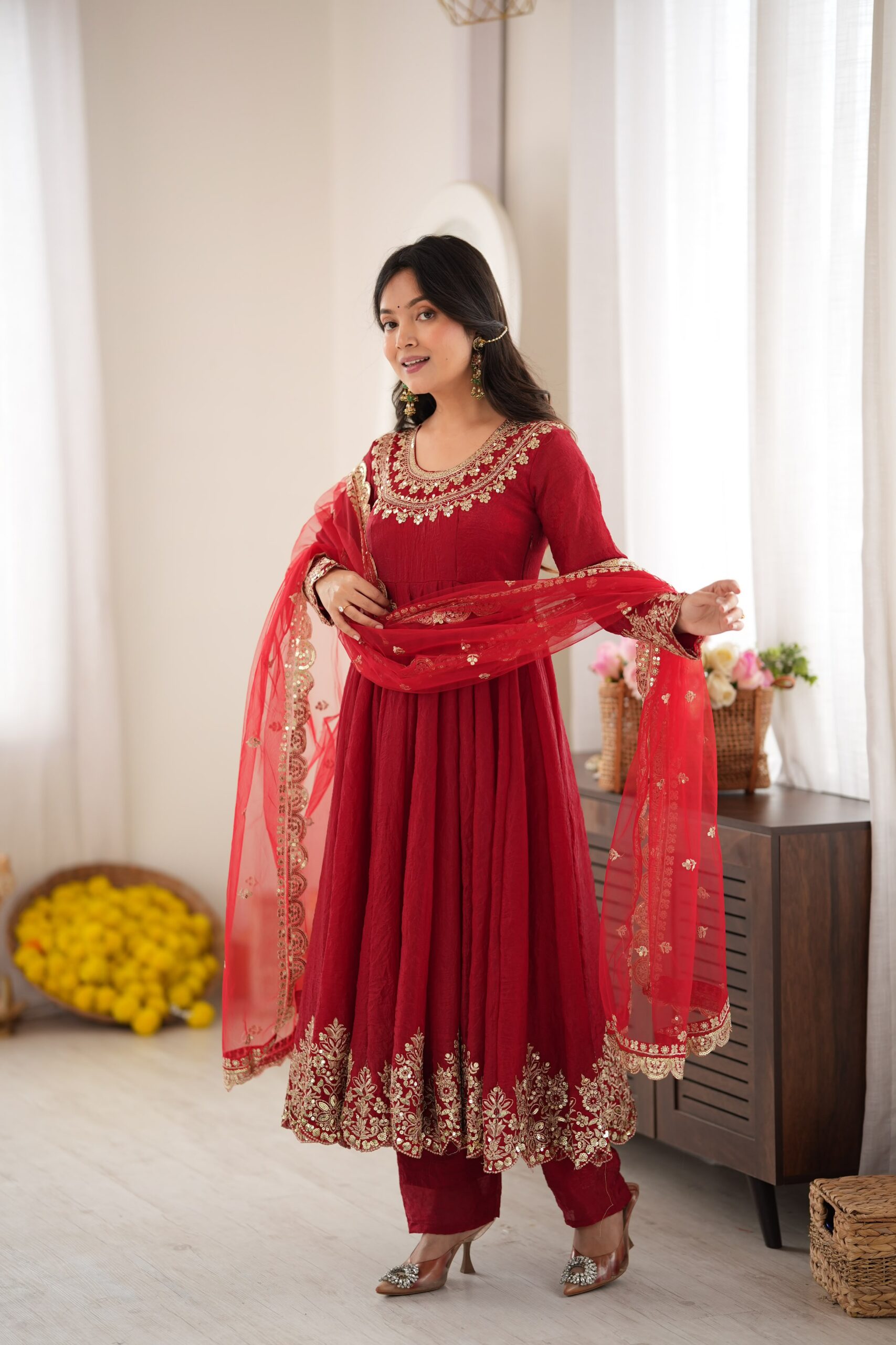 SR 1723 Maroon Doremon Crush Gown with Lace Work & Mirror Work. Exclusive Offer ₹2449. Delivery 4-6 Working Days. Shop now. | Gowns, Bollywood Gowns, Creative Gowns, Designer Gowns, Embroidered Gowns, Party Wear Gowns
