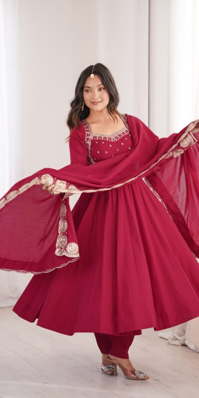 ZF 5026  Maroon Colour Roman Silk Salwar Suit with Embroidery Work. Best Price ₹2399. Delivery 4-6 Working Days. Online Shop now. | Anarkali Suits, Bollywood Anarkali, Creative-Anarkali, Designer Anarkali, Embroidered Anarkali, Party Wear Anarkali