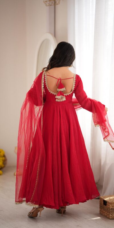 SRK 5355 Red Doremon Crush Gown with Lace Work & Mirror Work. Exclusive Offer ₹2099. Delivery 4-6 Working Days. Shop now. | Gowns, Bollywood Gowns, Creative Gowns, Designer Gowns, Embroidered Gowns, Party Wear Gowns