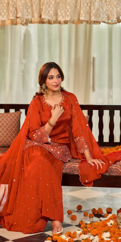 ZB 5079 Rust Chinon Silk Salwar Suit with Embroidery Work & Sequins Work. Get it for ₹2199. Delivery 4-6 Working Days. Shop now. | Jump Suits, Salwar suit, Casual Suits, Creative suits, Designer Suits, Palazzo Suits, Party Wear Suits, Patiala Suits, Straight Suits