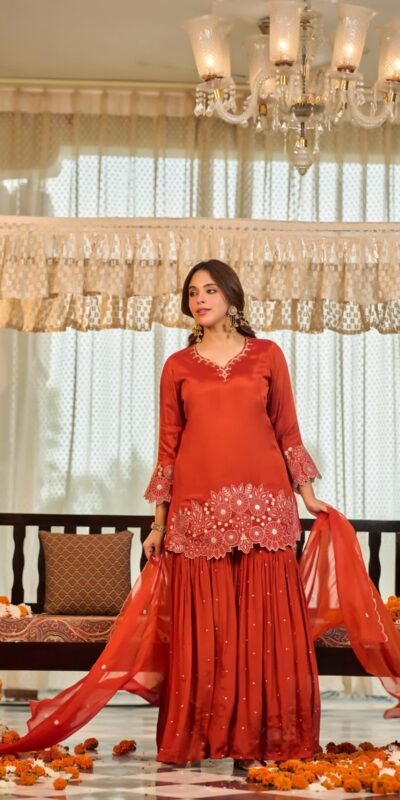 ZB 5079 Rust Chinon Silk Salwar Suit with Embroidery Work & Sequins Work. Get it for ₹2199. Delivery 4-6 Working Days. Shop now. | Jump Suits, Salwar suit, Casual Suits, Creative suits, Designer Suits, Palazzo Suits, Party Wear Suits, Patiala Suits, Straight Suits