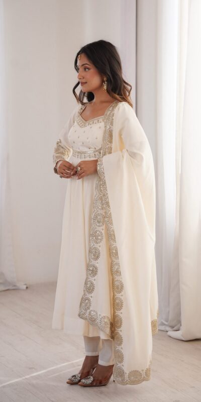 ZF 5026 White Colour Roman Silk Salwar Suit with Embroidery Work. Best Price ₹2399. Delivery 4-6 Working Days. Online Shop now. | Anarkali Suits, Bollywood Anarkali, Creative-Anarkali, Designer Anarkali, Embroidered Anarkali, Party Wear Anarkali