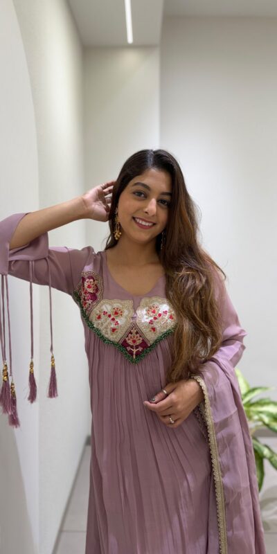 LG 2145 Lavender Mul Chanderi Salwar Suit with Embroidery Work & Sequins Work. Festive Deal ₹2799. Delivery 4-6 Working Days. Shop nowp | Jump Suits, Salwar suit, Casual Suits, Creative suits, Designer Suits, Palazzo Suits, Party Wear Suits, Patiala Suits, Straight Suits