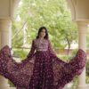 KA 1277 Wine in Colour Faux Georgette Bandhani Print Work Gown. Available at ₹2119 only. Delivery 4-6 Working Days. Shop now. | Gowns, Bollywood Gowns, Creative Gowns, Designer Gowns, Embroidered Gowns, Party Wear Gowns