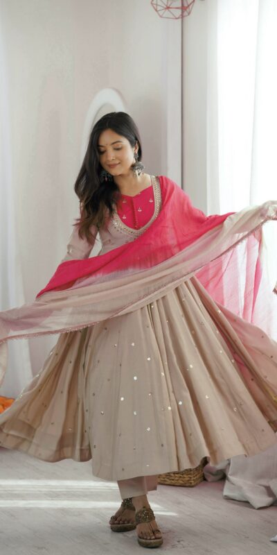 ZF 5023 White Roman Silk Gown with Mirror Work & Embroidery Work. Special Price ₹2099. Delivery 4-6 Working Days. Shop now. | Gowns, Bollywood Gowns, Creative Gowns, Designer Gowns, Embroidered Gowns, Party Wear Gowns
