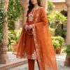 Nice Orange Roman Embroidery Work Salwar Suit