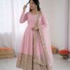 ZSR 3152 Pink Color Roman silk Gown with Embroidery Work & Lace Work. Grab it for ₹2599. Delivery 4-6 Working Days. Shop now. | Gowns, Bollywood Gowns, Creative Gowns, Designer Gowns, Embroidered Gowns, Party Wear Gowns