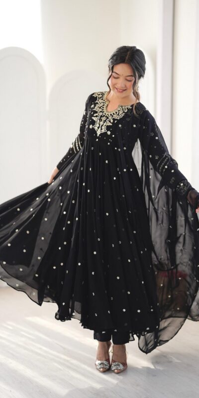 JF 056 Black Faux Georgette Salwar Suit with Mirror Work & Embroidery Work. Get it for ₹2349. Delivery 4-6 Working Days. Shop now. | Jump Suits, Salwar suit, Casual Suits, Creative suits, Designer Suits, Palazzo Suits, Party Wear Suits, Patiala Suits, Straight Suits