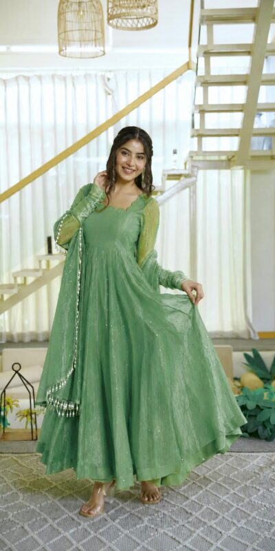 KD 1641 Pista in Salsa Silk Embroidery Work & Sequins Work Gown . Get it for ₹2899. Delivery 4-6 Working Days. Online Shop now. | Gowns, Bollywood Gowns, Creative Gowns, Designer Gowns, Embroidered Gowns, Party Wear Gowns