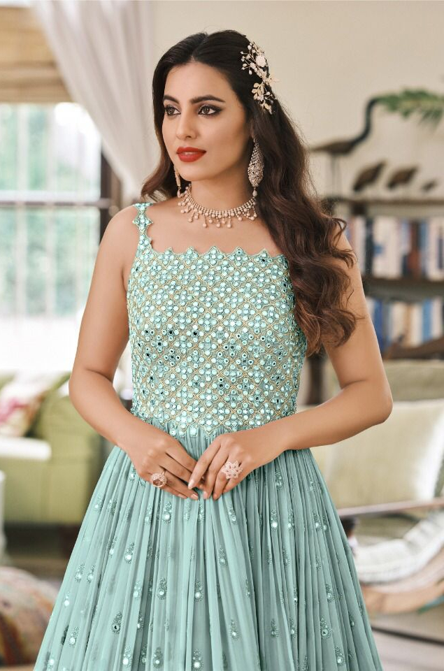 FC 1381 Sky Blue Georgette Salwar Suit with Mirror Work & Embroidery Work. Get it for ₹2449. Delivery 4-6 Working Days. Shop now. | Jump Suits, Salwar suit, Casual Suits, Creative suits, Designer Suits, Palazzo Suits, Party Wear Suits, Patiala Suits, Straight Suits