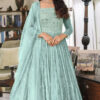 Pretty Sky Blue Faux Georgette Sequence Work Salwar Suit