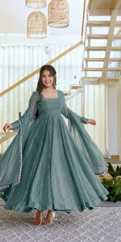 KD 1641 Teal in Salsa Silk Embroidery Work & Sequins Work Gown . Get it for ₹2899. Delivery 4-6 Working Days. Online Shop now. | Gowns, Bollywood Gowns, Creative Gowns, Designer Gowns, Embroidered Gowns, Party Wear Gowns