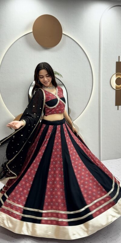 Ram 198 Black in Pure Cotton Mirror Work & Gamthi Work Lehenga Choli . Exclusive Offer ₹3149. Delivery 4-6 Working Days. Shop now. | Lehenga, Bollywood Lehenga, Creative Lehenga, Designer Lehenga, Embroidered Lehenga, Party Wear Lehenga